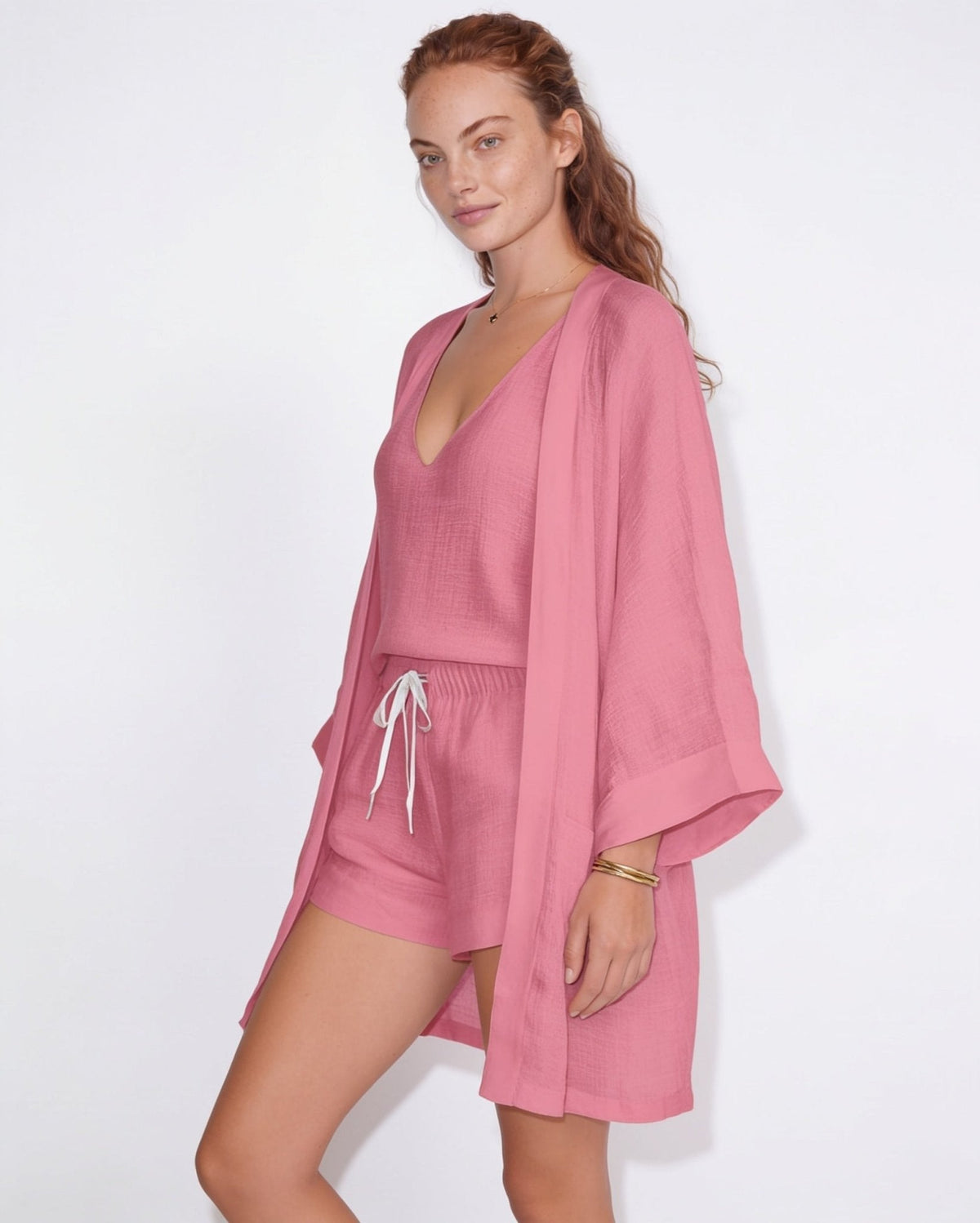 V-Neck Kimono Cover-Up Co-ord