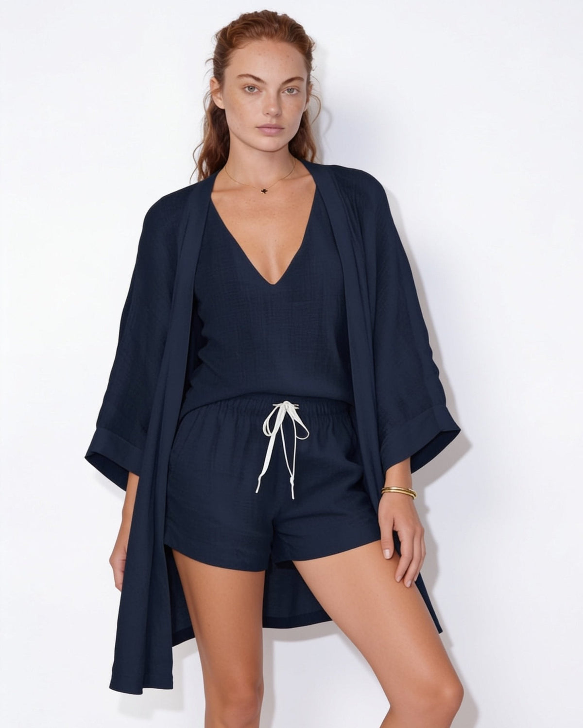 V-Neck Kimono Cover-Up Co-ord